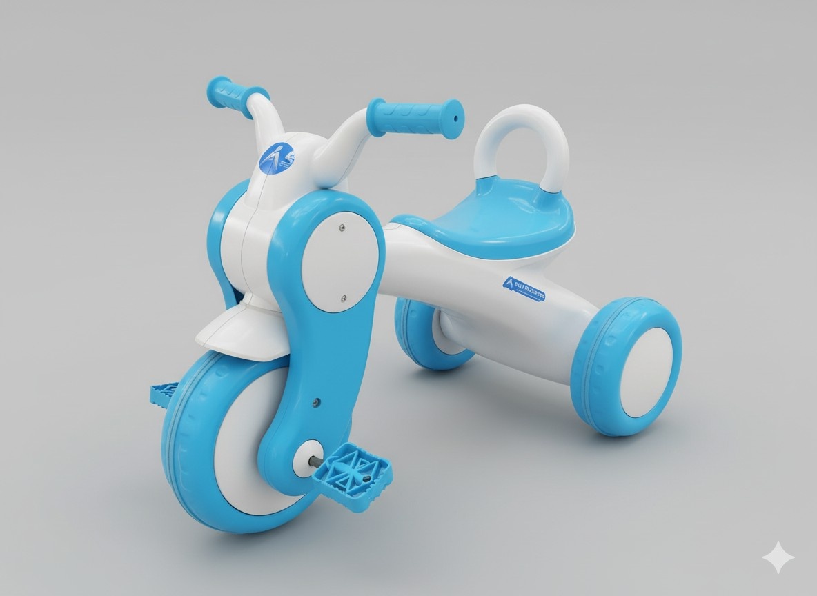 Kids 3-Wheel Baby Tricycle – Safe & Stylish Ride-On Toy (Blue & White)